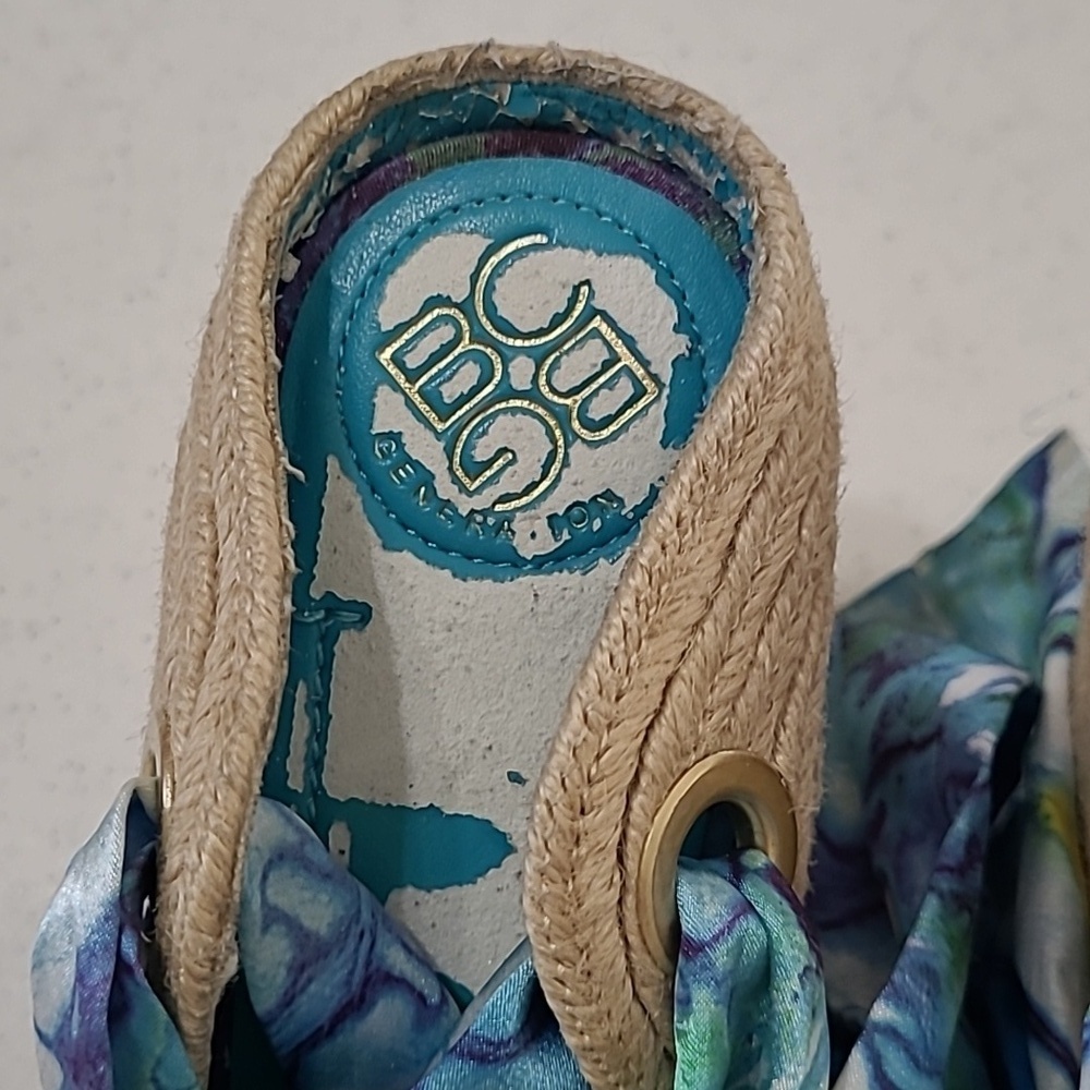 BCBGeneration RUBY Blue & Green Sandals with Ribbon Ankle Ties Size 9.5 - Picture 5 of 12